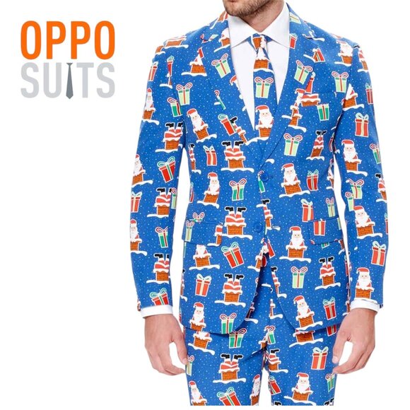 OPPO Suits Christmas Santa Jacket Suit Blazer, Pants and Tie (44) - Picture 1 of 12